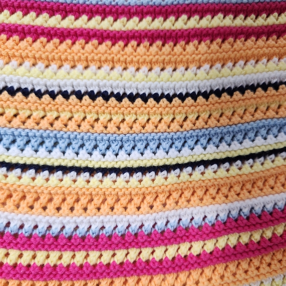 bobi BLACK Multicolored Striped Crochet Halter Top M Boho Grandmacore - Picture 6 of 9